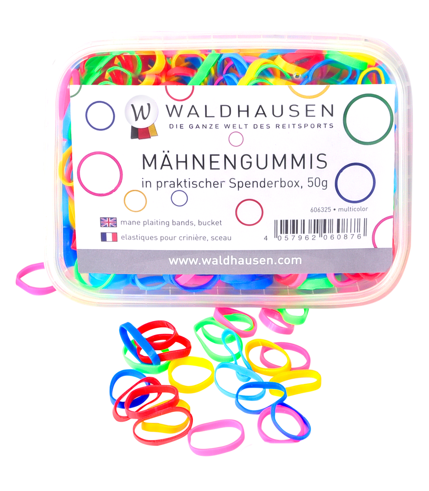 Mähnengummis in Spenderbox, extra breit, multicolor